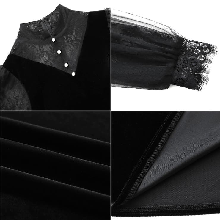 大人可愛いを上品に。ベロアパーティードレス ベロアワンピース 結婚式 | COCOMOMO | 詳細画像11 