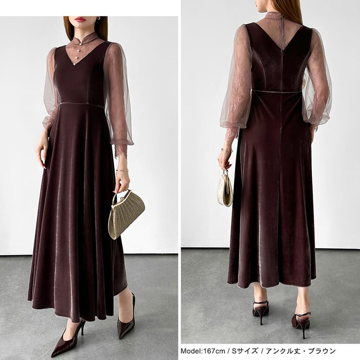 大人可愛いを上品に。ベロアパーティードレス ベロアワンピース 結婚式 | COCOMOMO | 詳細画像15 