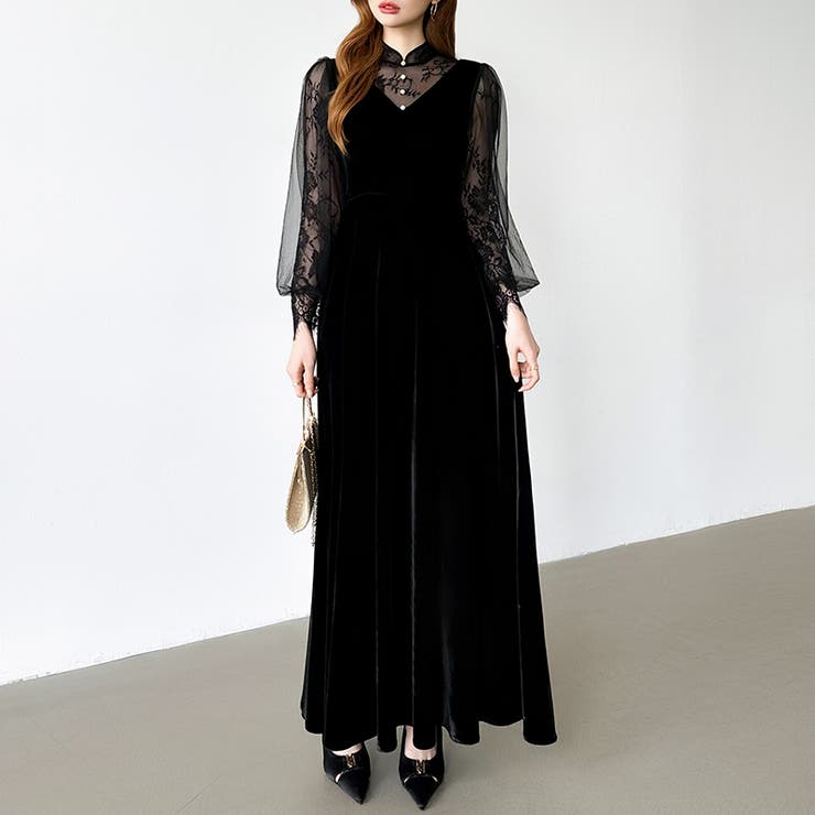 大人可愛いを上品に。ベロアパーティードレス ベロアワンピース 結婚式