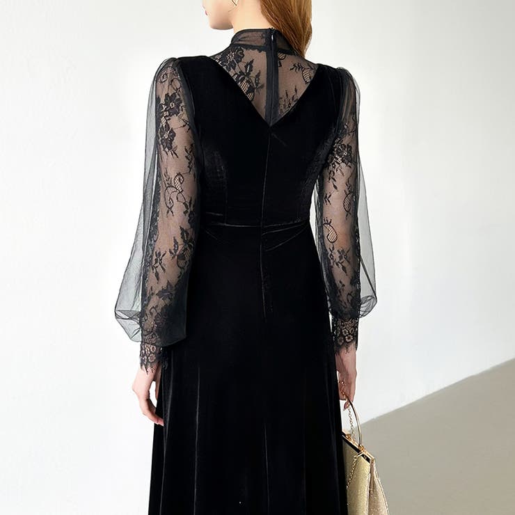 大人可愛いを上品に。ベロアパーティードレス ベロアワンピース 結婚式 | COCOMOMO | 詳細画像6 