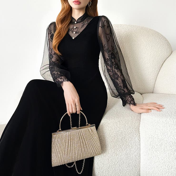 大人可愛いを上品に。ベロアパーティードレス ベロアワンピース 結婚式 | COCOMOMO | 詳細画像10 