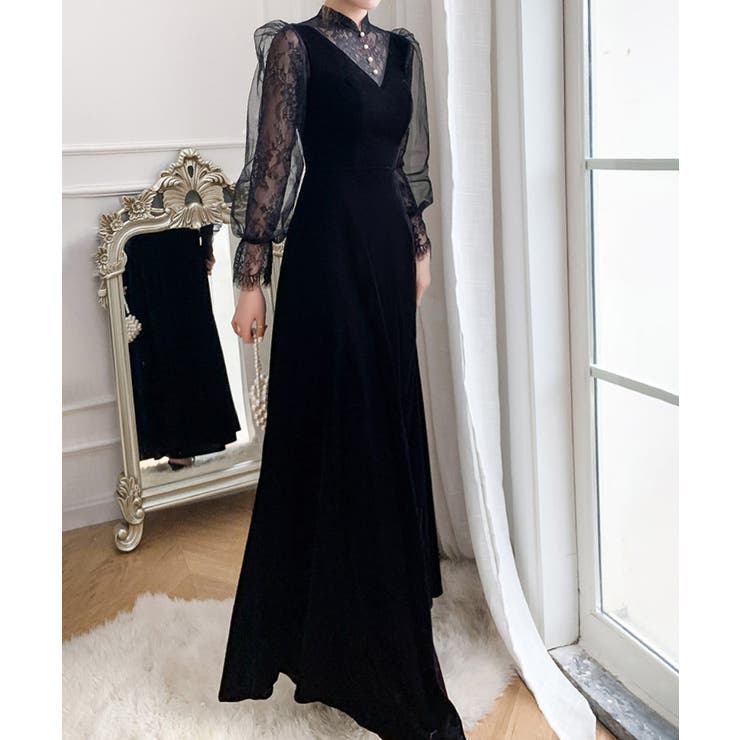 大人可愛いを上品に。ベロアパーティードレス ベロアワンピース 結婚式 | COCOMOMO | 詳細画像3 