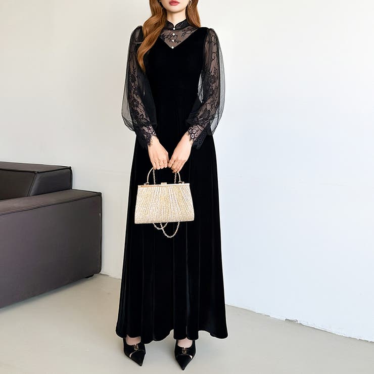 大人可愛いを上品に。ベロアパーティードレス ベロアワンピース 結婚式 | COCOMOMO | 詳細画像12 