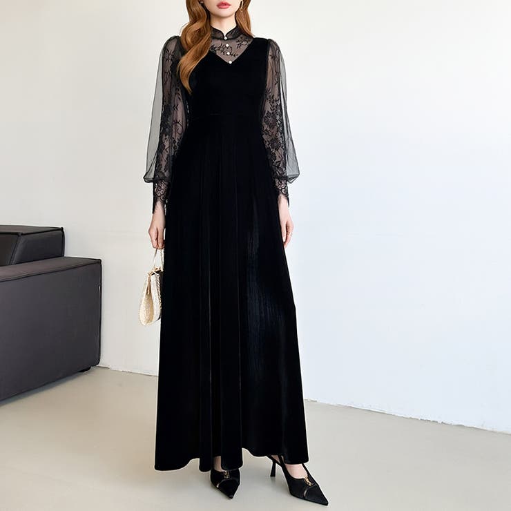 大人可愛いを上品に。ベロアパーティードレス ベロアワンピース 結婚式 | COCOMOMO | 詳細画像13 