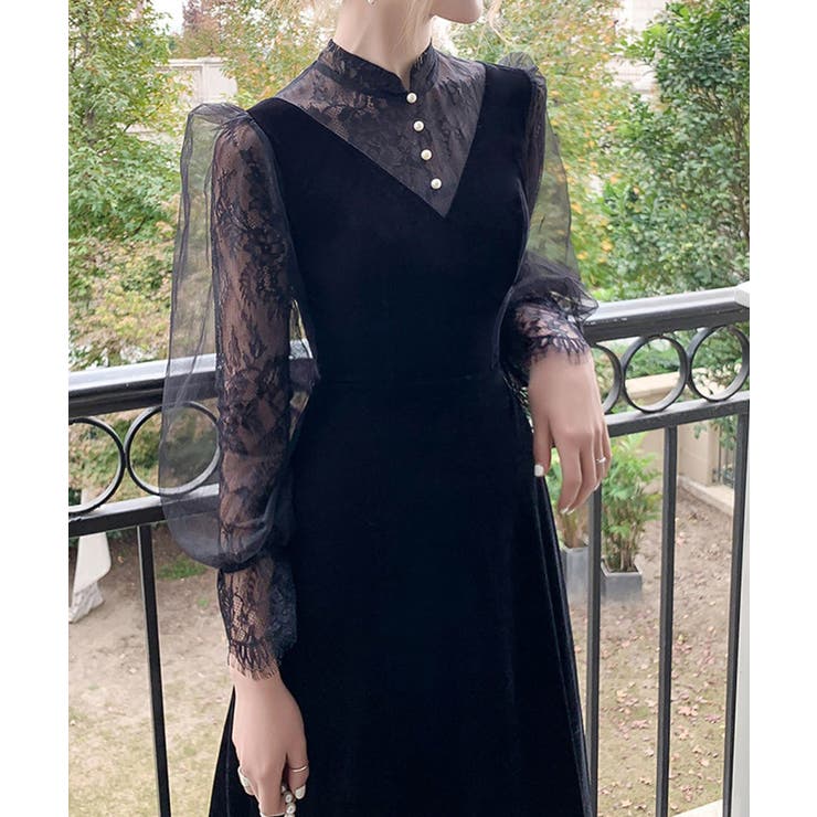 大人可愛いを上品に。ベロアパーティードレス ベロアワンピース 結婚式 | COCOMOMO | 詳細画像5 