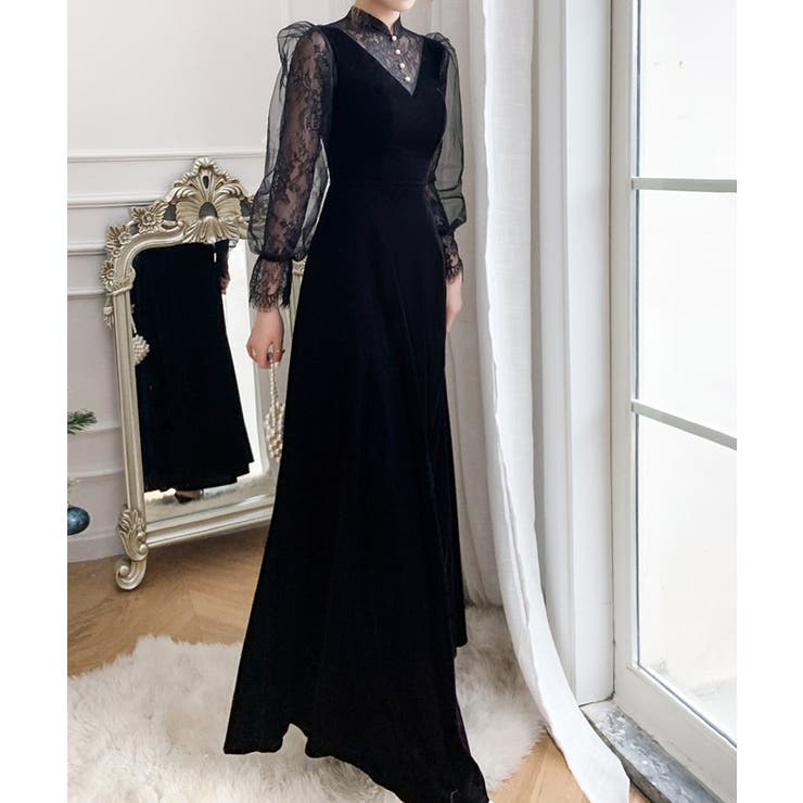 大人可愛いを上品に。ベロアパーティードレス ベロアワンピース 結婚式 | COCOMOMO | 詳細画像6 