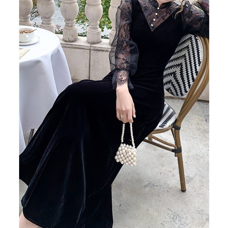 大人可愛いを上品に。ベロアパーティードレス ベロアワンピース 結婚式 | COCOMOMO | 詳細画像7 