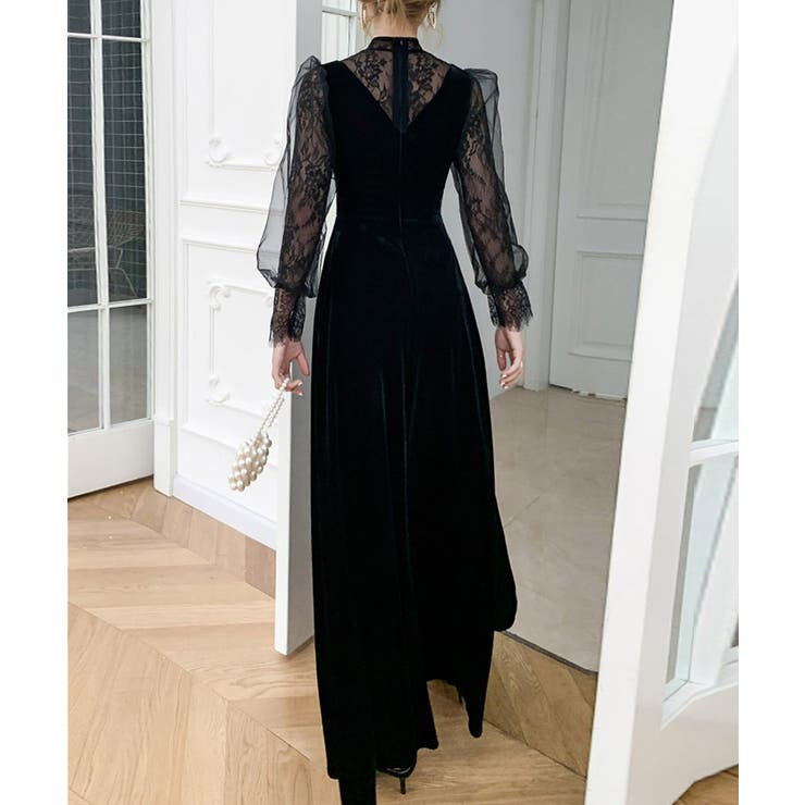 大人可愛いを上品に。ベロアパーティードレス ベロアワンピース 結婚式 | COCOMOMO | 詳細画像8 