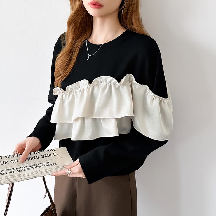 フリルドッキングトップス フリルトップス カットソー | COCOMOMO | 詳細画像12 