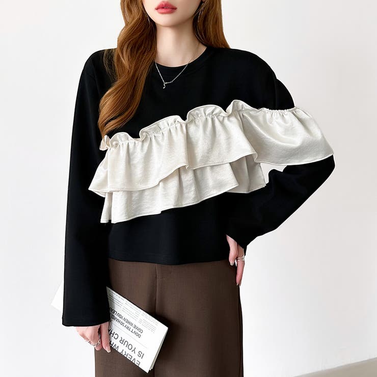 フリルドッキングトップス フリルトップス カットソー | COCOMOMO | 詳細画像13 