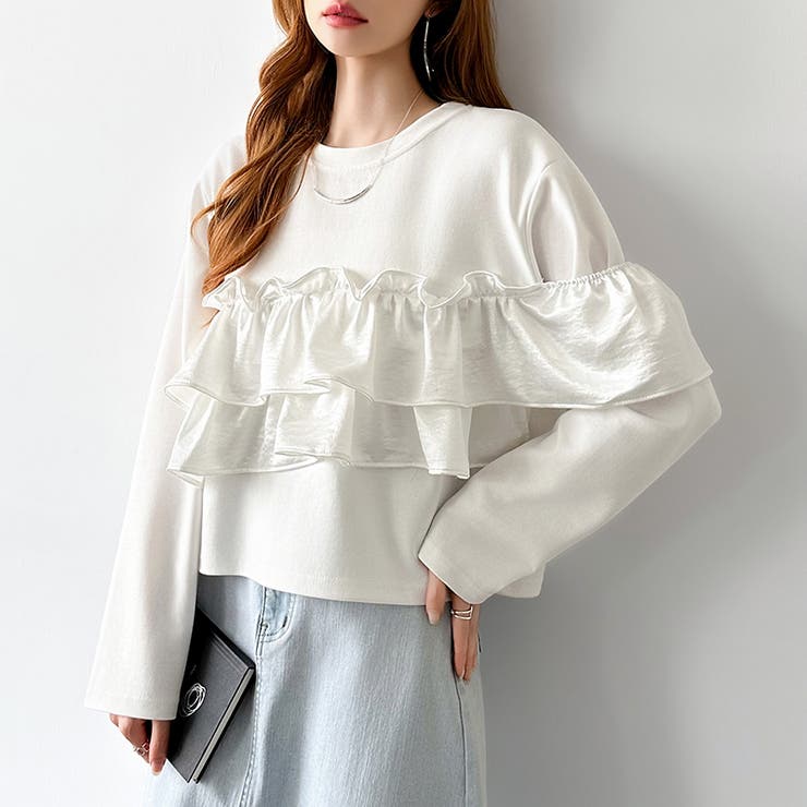 フリルドッキングトップス フリルトップス カットソー | COCOMOMO | 詳細画像3 