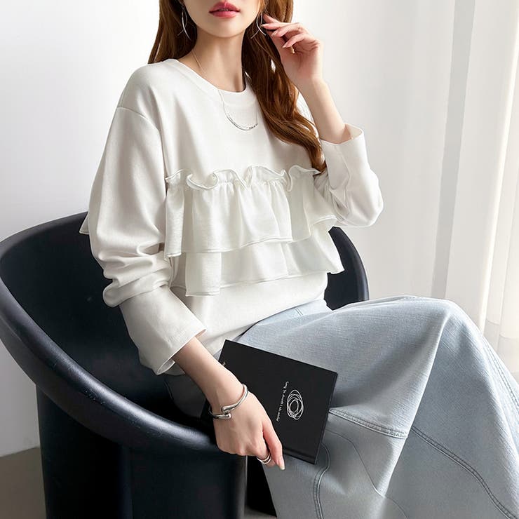 フリルドッキングトップス フリルトップス カットソー | COCOMOMO | 詳細画像9 