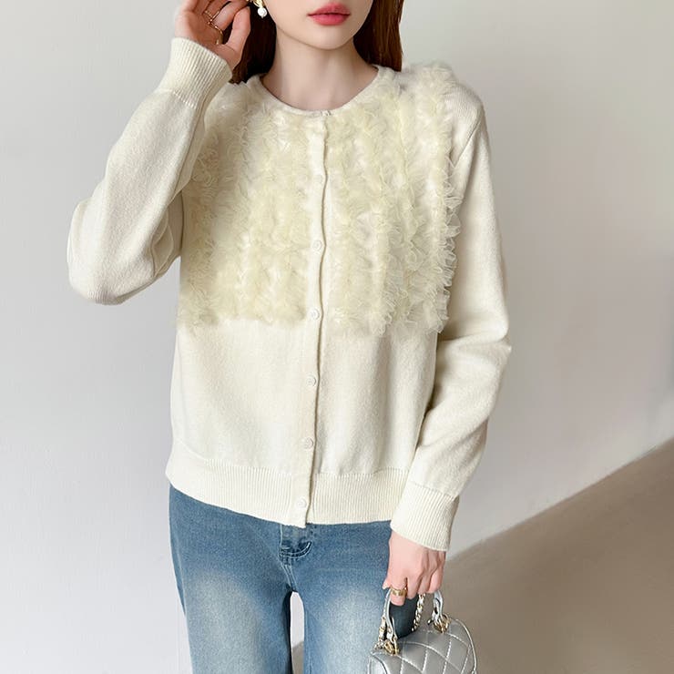 大人のニュアンスを重ねるチュールフリルカーディガン カーディガン チュール | COCOMOMO | 詳細画像11 