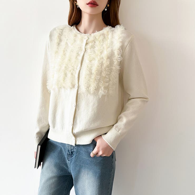 大人のニュアンスを重ねるチュールフリルカーディガン カーディガン チュール | COCOMOMO | 詳細画像12 