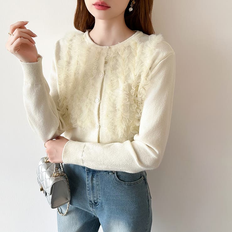 大人のニュアンスを重ねるチュールフリルカーディガン カーディガン チュール | COCOMOMO | 詳細画像14 