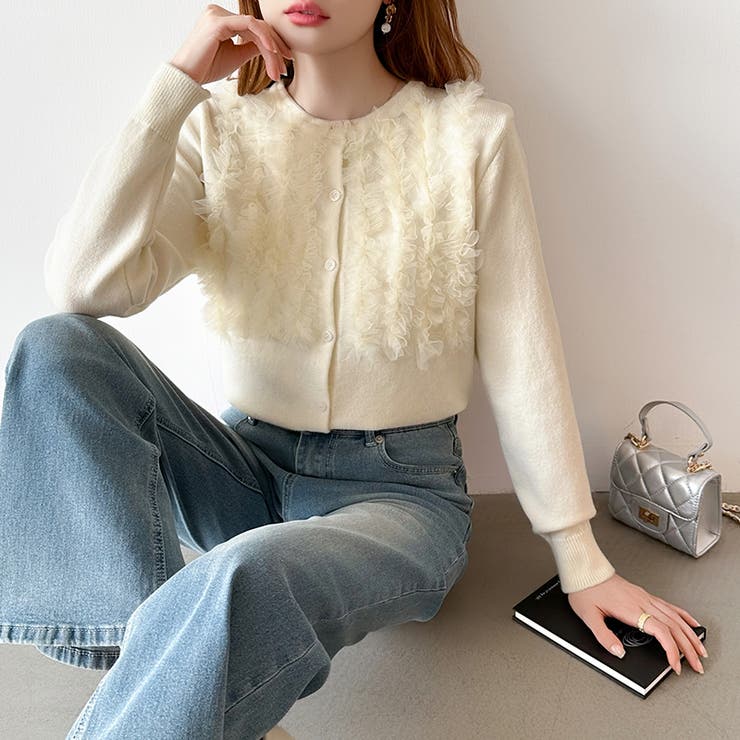 大人のニュアンスを重ねるチュールフリルカーディガン カーディガン チュール | COCOMOMO | 詳細画像15 