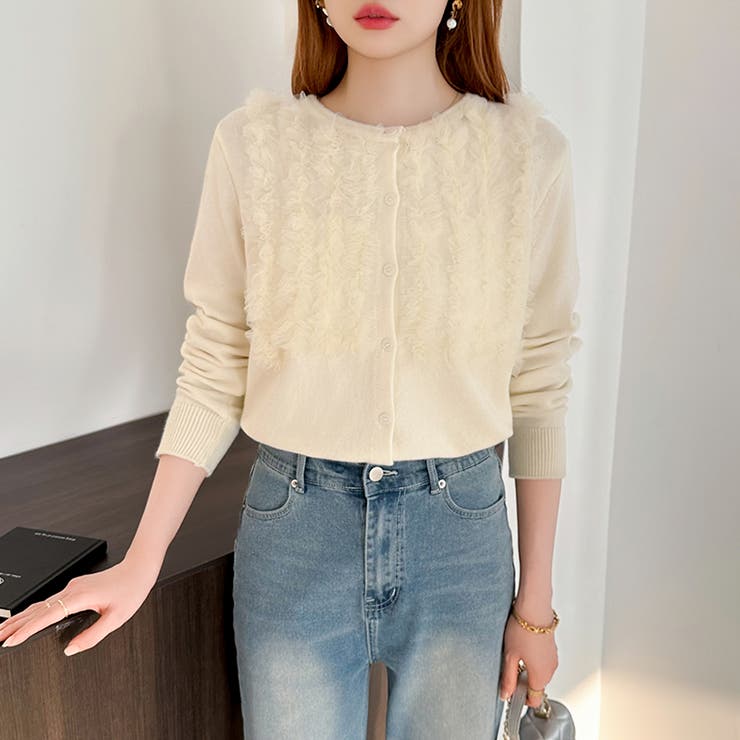 大人のニュアンスを重ねるチュールフリルカーディガン カーディガン チュール | COCOMOMO | 詳細画像18 