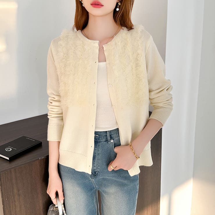 大人のニュアンスを重ねるチュールフリルカーディガン カーディガン チュール | COCOMOMO | 詳細画像19 