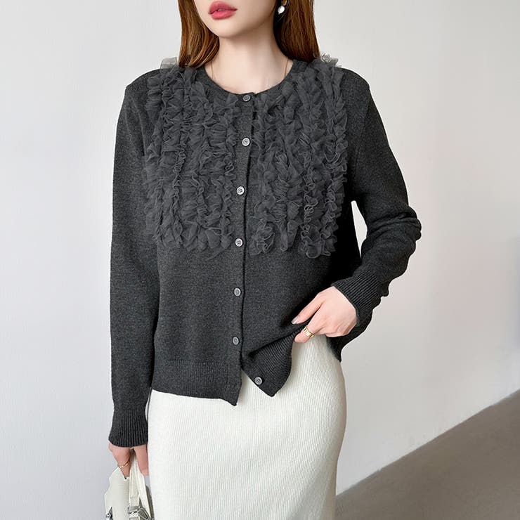 大人のニュアンスを重ねるチュールフリルカーディガン カーディガン チュール | COCOMOMO | 詳細画像2 