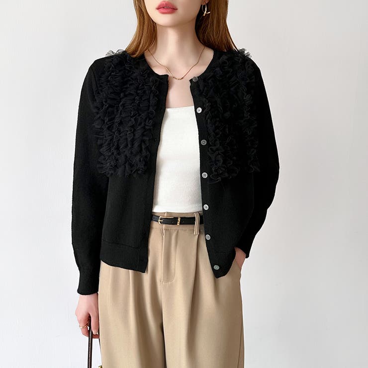 大人のニュアンスを重ねるチュールフリルカーディガン カーディガン チュール | COCOMOMO | 詳細画像24 