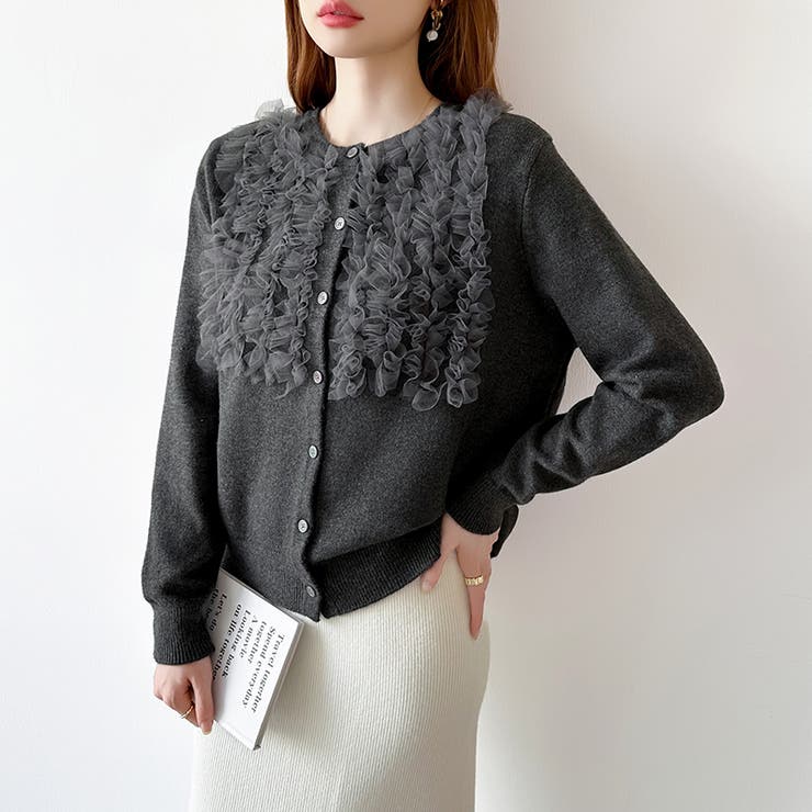 大人のニュアンスを重ねるチュールフリルカーディガン カーディガン チュール | COCOMOMO | 詳細画像3 