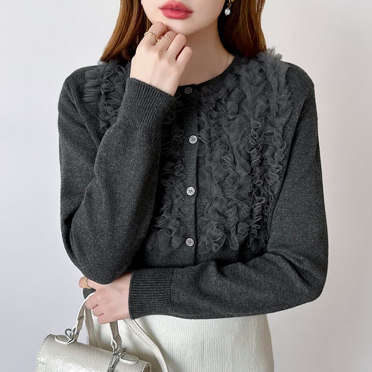 大人のニュアンスを重ねるチュールフリルカーディガン カーディガン チュール | COCOMOMO | 詳細画像4 