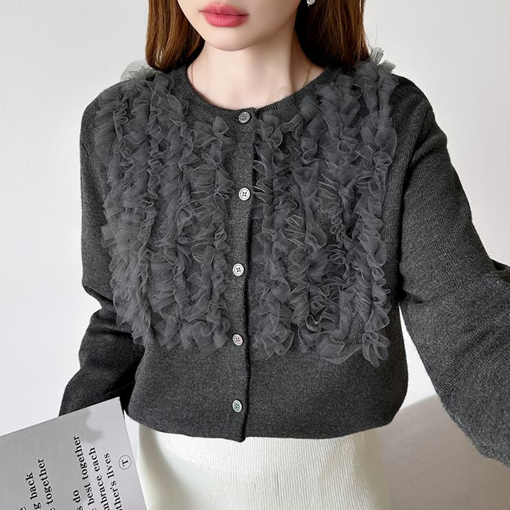 大人のニュアンスを重ねるチュールフリルカーディガン カーディガン チュール | COCOMOMO | 詳細画像7 