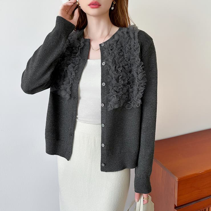 大人のニュアンスを重ねるチュールフリルカーディガン カーディガン チュール | COCOMOMO | 詳細画像8 