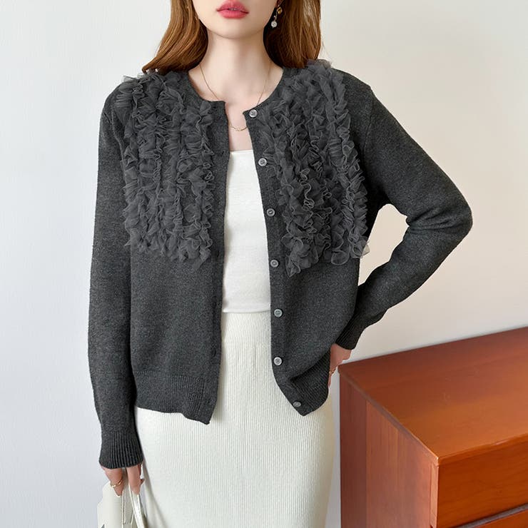 大人のニュアンスを重ねるチュールフリルカーディガン カーディガン チュール | COCOMOMO | 詳細画像9 