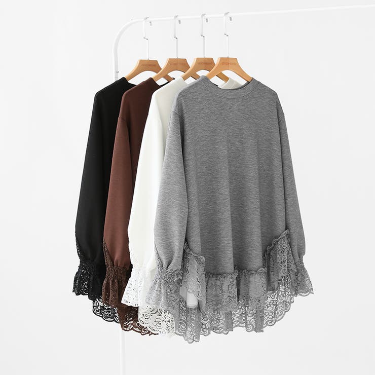 レース切り替えチュニックトップス レーストップス オーバーサイズ | COCOMOMO | 詳細画像16 