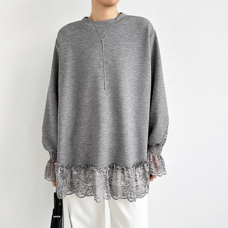 レース切り替えチュニックトップス レーストップス オーバーサイズ | COCOMOMO | 詳細画像13 