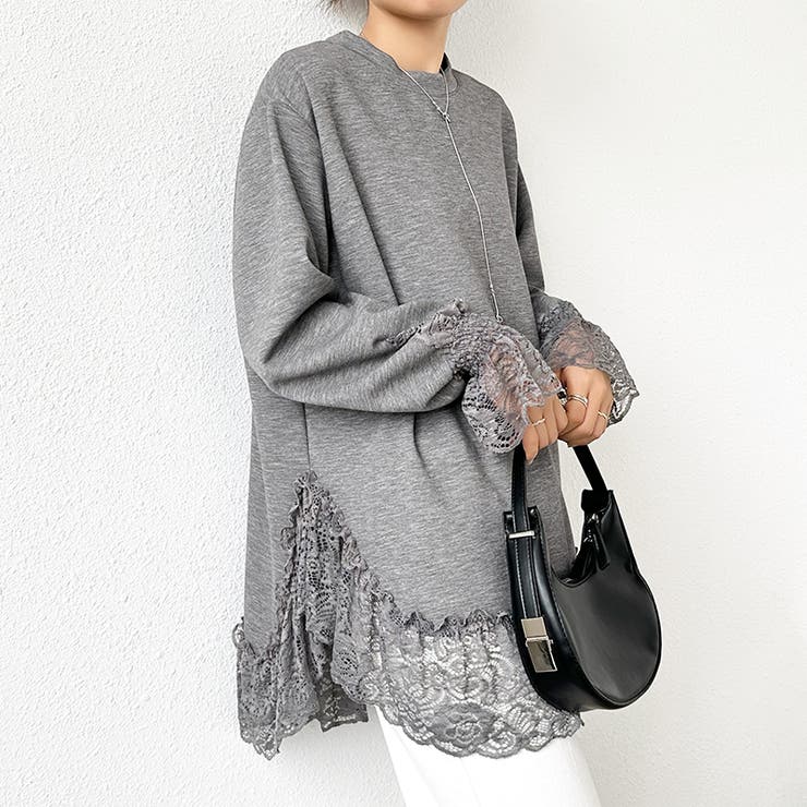 レース切り替えチュニックトップス レーストップス オーバーサイズ | COCOMOMO | 詳細画像15 