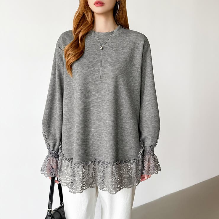 レース切り替えチュニックトップス レーストップス オーバーサイズ | COCOMOMO | 詳細画像11 