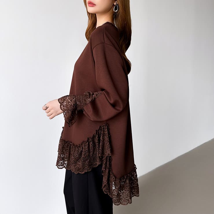 レース切り替えチュニックトップス レーストップス オーバーサイズ | COCOMOMO | 詳細画像21 