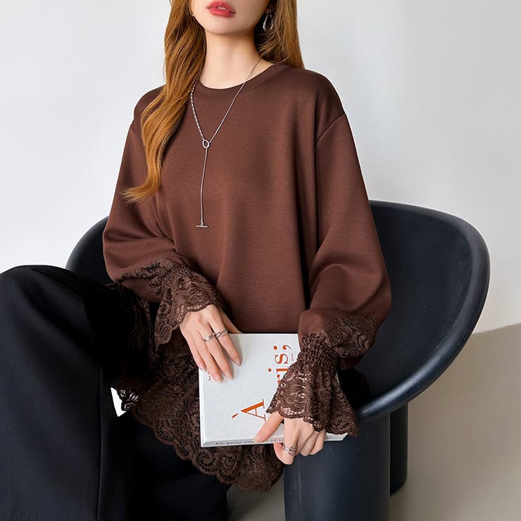 レース切り替えチュニックトップス レーストップス オーバーサイズ | COCOMOMO | 詳細画像23 