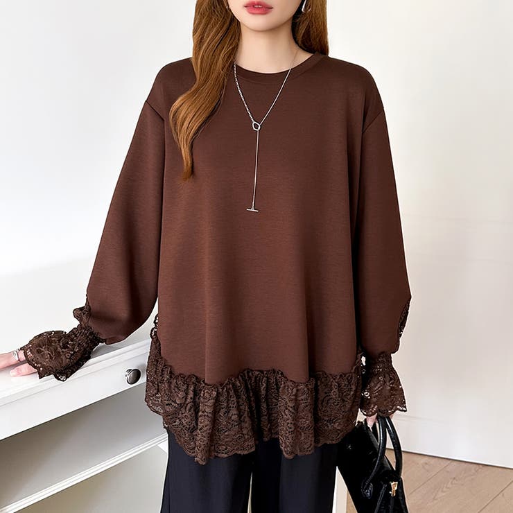 レース切り替えチュニックトップス レーストップス オーバーサイズ | COCOMOMO | 詳細画像26 