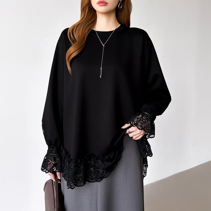 レース切り替えチュニックトップス レーストップス オーバーサイズ | COCOMOMO | 詳細画像29 