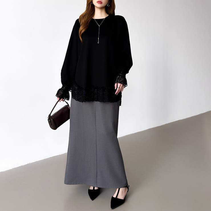 レース切り替えチュニックトップス レーストップス オーバーサイズ | COCOMOMO | 詳細画像31 