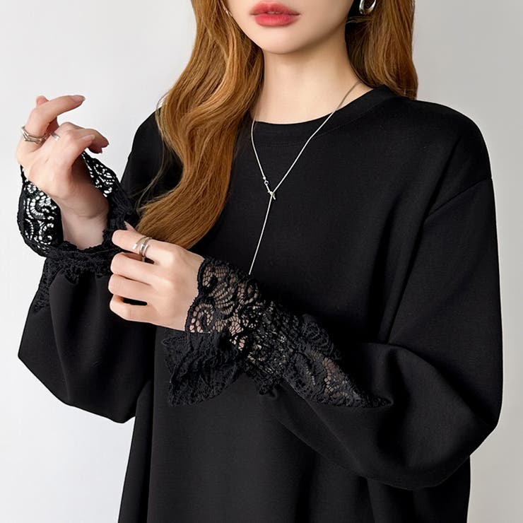 レース切り替えチュニックトップス レーストップス オーバーサイズ | COCOMOMO | 詳細画像32 