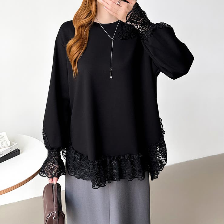 レース切り替えチュニックトップス レーストップス オーバーサイズ | COCOMOMO | 詳細画像35 