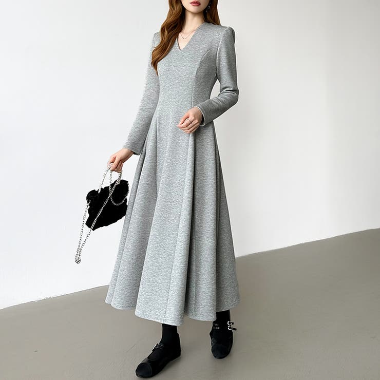 一目で美人。美ラインフレアワンピ vネックワンピース フレアワンピース | COCOMOMO | 詳細画像13 