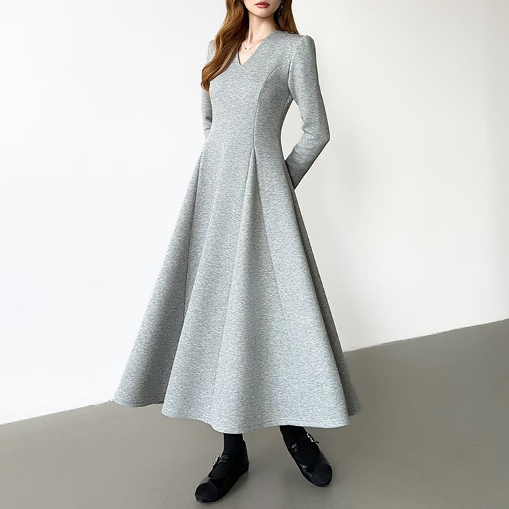 一目で美人。美ラインフレアワンピ vネックワンピース フレアワンピース | COCOMOMO | 詳細画像16 