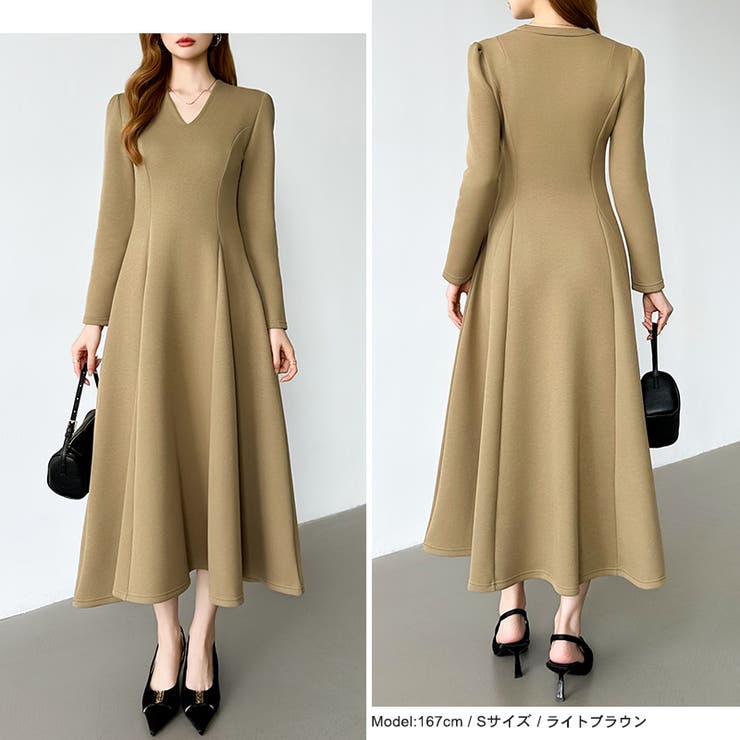 一目で美人。美ラインフレアワンピ vネックワンピース フレアワンピース | COCOMOMO | 詳細画像27 