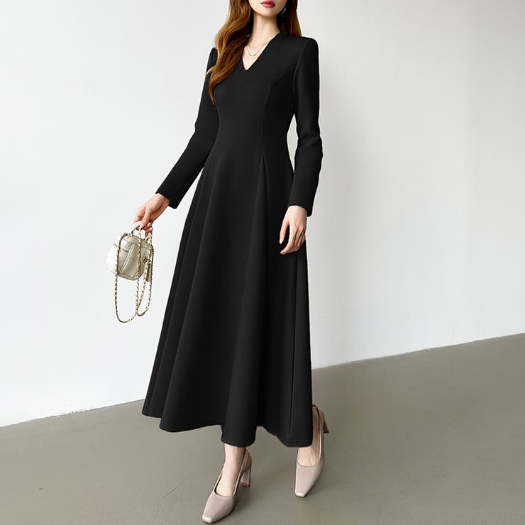 一目で美人。美ラインフレアワンピ vネックワンピース フレアワンピース | COCOMOMO | 詳細画像32 