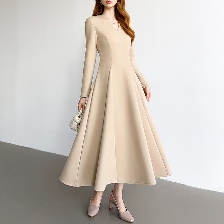 一目で美人。美ラインフレアワンピ vネックワンピース フレアワンピース | COCOMOMO | 詳細画像5 