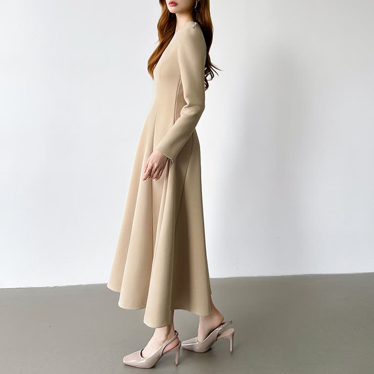 一目で美人。美ラインフレアワンピ vネックワンピース フレアワンピース | COCOMOMO | 詳細画像6 