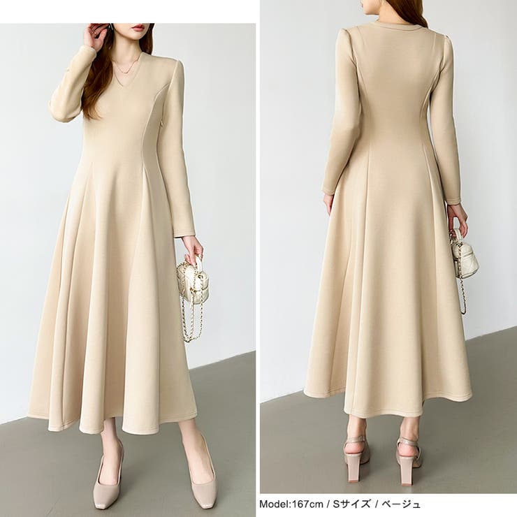 一目で美人。美ラインフレアワンピ vネックワンピース フレアワンピース | COCOMOMO | 詳細画像8 