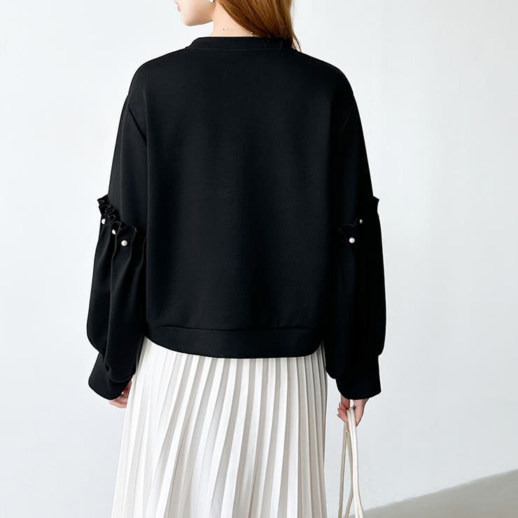 カジュアルに、ほんのりフェミニン。パールギャザースウェットトップス トレーナー | COCOMOMO | 詳細画像35 