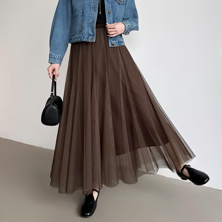 動くたび、表情が変わるチュールスカート ロングスカート スカート | COCOMOMO | 詳細画像13 