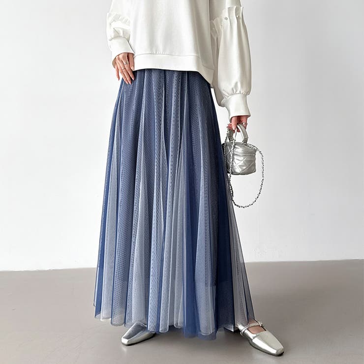 動くたび、表情が変わるチュールスカート ロングスカート スカート | COCOMOMO | 詳細画像2 